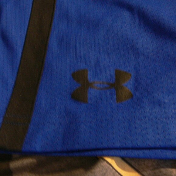 ATHLETIC SHORTS BY UNDER ARMOUR SIZE MED. BLUE. - Picture 3 of 4